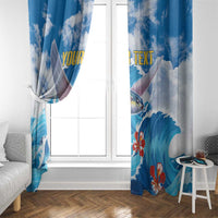Personalized Barbados Fish Flying Window Curtain With Stormy Sea Wave - Wonder Print Shop