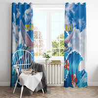 Personalized Barbados Fish Flying Window Curtain With Stormy Sea Wave - Wonder Print Shop