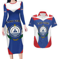 Personalized Cape Verde Coat Of Arms Couples Matching Long Sleeve Bodycon Dress and Hawaiian Shirt Sport Style - Wonder Print Shop