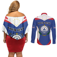 Personalized Cape Verde Coat Of Arms Couples Matching Off Shoulder Short Dress and Long Sleeve Button Shirt Sport Style - Wonder Print Shop