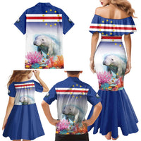 Cape Verde Manatee Family Matching Mermaid Dress and Hawaiian Shirt Coral Reef With Flag Style - Wonder Print Shop