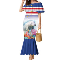 Cape Verde Manatee Family Matching Mermaid Dress and Hawaiian Shirt Coral Reef With Flag Style - Wonder Print Shop