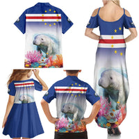 Cape Verde Manatee Family Matching Summer Maxi Dress and Hawaiian Shirt Coral Reef With Flag Style - Wonder Print Shop