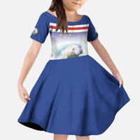 Cape Verde Manatee Kid Short Sleeve Dress Coral Reef With Flag Style - Wonder Print Shop