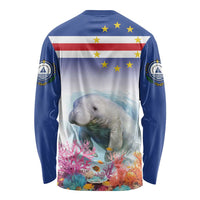 Cape Verde Manatee Long Sleeve Shirt Coral Reef With Flag Style - Wonder Print Shop
