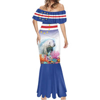 Cape Verde Manatee Mermaid Dress Coral Reef With Flag Style - Wonder Print Shop