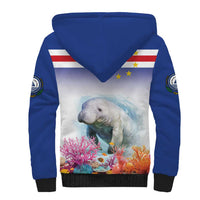 Cape Verde Manatee Sherpa Hoodie Coral Reef With Flag Style - Wonder Print Shop