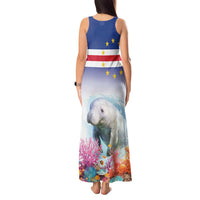 Cape Verde Manatee Tank Maxi Dress Coral Reef With Flag Style - Wonder Print Shop