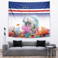 Cape Verde Manatee Tapestry Coral Reef With Flag Style - Wonder Print Shop