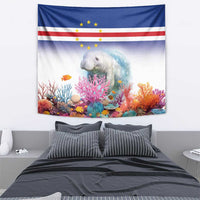 Cape Verde Manatee Tapestry Coral Reef With Flag Style - Wonder Print Shop