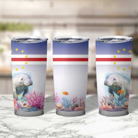 Cape Verde Manatee Tumbler Cup Coral Reef With Flag Style - Wonder Print Shop