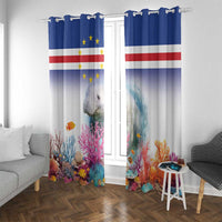 Cape Verde Manatee Window Curtain Coral Reef With Flag Style - Wonder Print Shop
