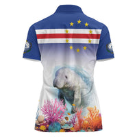 Cape Verde Manatee Women Polo Shirt Coral Reef With Flag Style - Wonder Print Shop