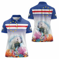 Cape Verde Manatee Women Polo Shirt Coral Reef With Flag Style - Wonder Print Shop