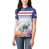 Cape Verde Manatee Women Polo Shirt Coral Reef With Flag Style - Wonder Print Shop