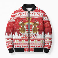 Monaco Christmas Bomber Puffer Jacket Joyeux Noel Coat Of Arms - Wonder Print Shop