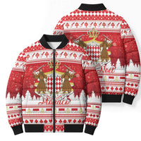 Monaco Christmas Bomber Puffer Jacket Joyeux Noel Coat Of Arms - Wonder Print Shop