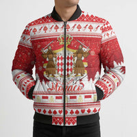 Monaco Christmas Bomber Puffer Jacket Joyeux Noel Coat Of Arms - Wonder Print Shop