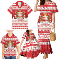 Monaco Christmas Family Matching Mermaid Dress and Hawaiian Shirt Joyeux Noel Coat Of Arms - Wonder Print Shop