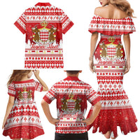 Monaco Christmas Family Matching Mermaid Dress and Hawaiian Shirt Joyeux Noel Coat Of Arms - Wonder Print Shop