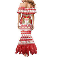 Monaco Christmas Family Matching Mermaid Dress and Hawaiian Shirt Joyeux Noel Coat Of Arms - Wonder Print Shop