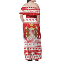 Monaco Christmas Family Matching Off Shoulder Maxi Dress and Hawaiian Shirt Joyeux Noel Coat Of Arms - Wonder Print Shop