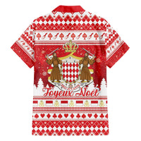 Monaco Christmas Family Matching Off Shoulder Short Dress and Hawaiian Shirt Joyeux Noel Coat Of Arms - Wonder Print Shop