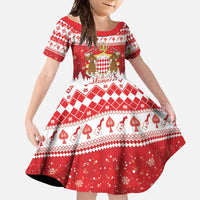 Monaco Christmas Family Matching Short Sleeve Bodycon Dress and Hawaiian Shirt Joyeux Noel Coat Of Arms - Wonder Print Shop