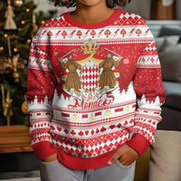 Monaco Christmas Kid Ugly Christmas Sweater Joyeux Noel Coat Of Arms - Wonder Print Shop