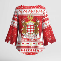 Monaco Christmas Kimono Sleeve Blouse Joyeux Noel Coat Of Arms - Wonder Print Shop