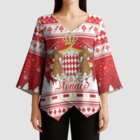 Monaco Christmas Kimono Sleeve Blouse Joyeux Noel Coat Of Arms - Wonder Print Shop