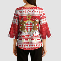 Monaco Christmas Kimono Sleeve Blouse Joyeux Noel Coat Of Arms - Wonder Print Shop