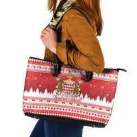 Monaco Christmas Leather Tote Bag Joyeux Noel Coat Of Arms - Wonder Print Shop