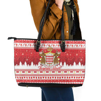 Monaco Christmas Leather Tote Bag Joyeux Noel Coat Of Arms - Wonder Print Shop