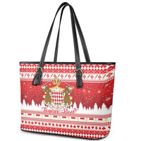 Monaco Christmas Leather Tote Bag Joyeux Noel Coat Of Arms - Wonder Print Shop
