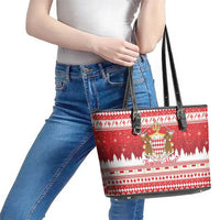 Monaco Christmas Leather Tote Bag Joyeux Noel Coat Of Arms - Wonder Print Shop