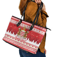 Monaco Christmas Leather Tote Bag Joyeux Noel Coat Of Arms - Wonder Print Shop