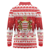 Monaco Christmas Long Sleeve Polo Shirt Joyeux Noel Coat Of Arms - Wonder Print Shop