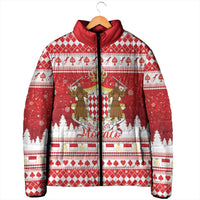 Monaco Christmas Padded Jacket Joyeux Noel Coat Of Arms - Wonder Print Shop