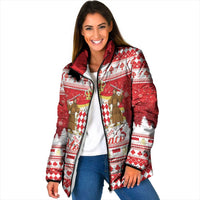 Monaco Christmas Padded Jacket Joyeux Noel Coat Of Arms - Wonder Print Shop