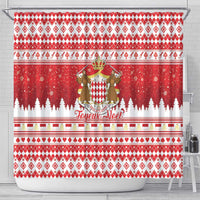 Monaco Christmas Shower Curtain Joyeux Noel Coat Of Arms - Wonder Print Shop