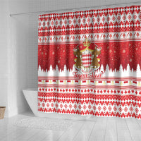 Monaco Christmas Shower Curtain Joyeux Noel Coat Of Arms - Wonder Print Shop