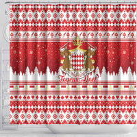 Monaco Christmas Shower Curtain Joyeux Noel Coat Of Arms - Wonder Print Shop