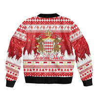 Monaco Christmas Sleeve Zip Bomber Jacket Joyeux Noel Coat Of Arms - Wonder Print Shop