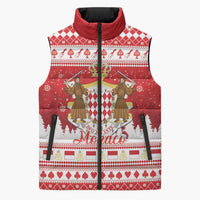 Monaco Christmas Sleeveless Puffer Jacket Joyeux Noel Coat Of Arms - Wonder Print Shop