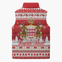 Monaco Christmas Sleeveless Puffer Jacket Joyeux Noel Coat Of Arms - Wonder Print Shop