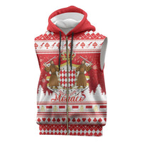 Monaco Christmas Sleeveless Zip Hoodie Joyeux Noel Coat Of Arms - Wonder Print Shop