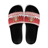 Monaco Christmas Slide Sandals Joyeux Noel Coat Of Arms - Wonder Print Shop