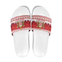 Monaco Christmas Slide Sandals Joyeux Noel Coat Of Arms - Wonder Print Shop