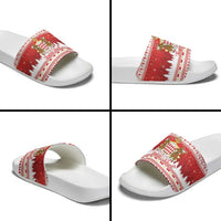 Monaco Christmas Slide Sandals Joyeux Noel Coat Of Arms - Wonder Print Shop